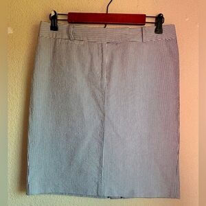 Talbots Blue & White Seersucker Striped Knee Length Straight Pencil Skirt 10P